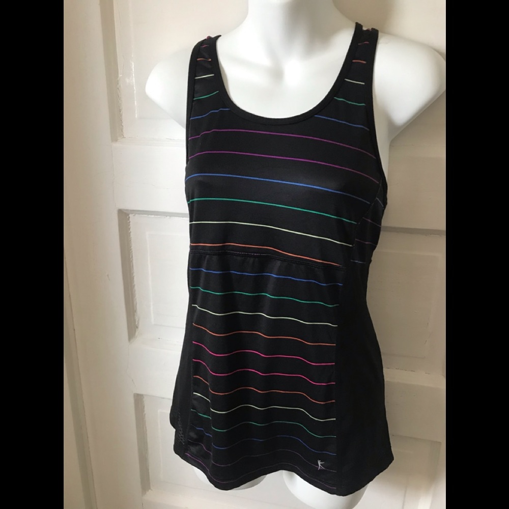 Danskin black and rainbow striped tank S (4-6)